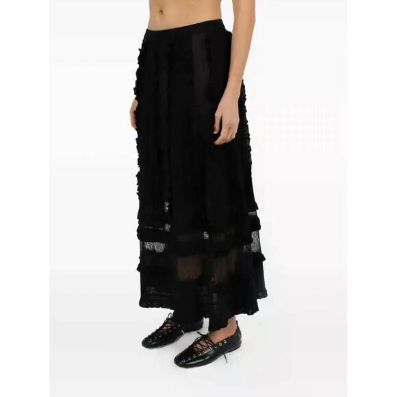 NEW ULLA JOHNSON women's vivian knit high waist midi skirt in noir - Picture 3 of 4